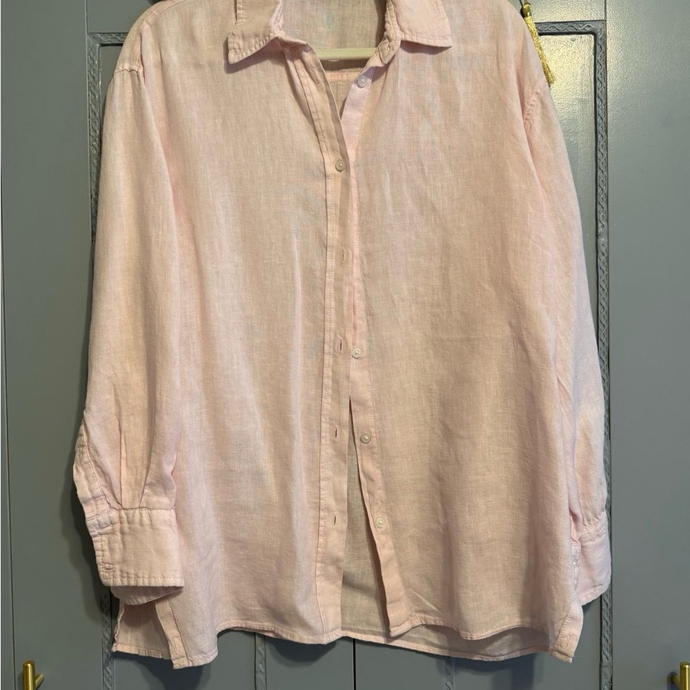 Zara Pink Linen Button-Up Shirt
